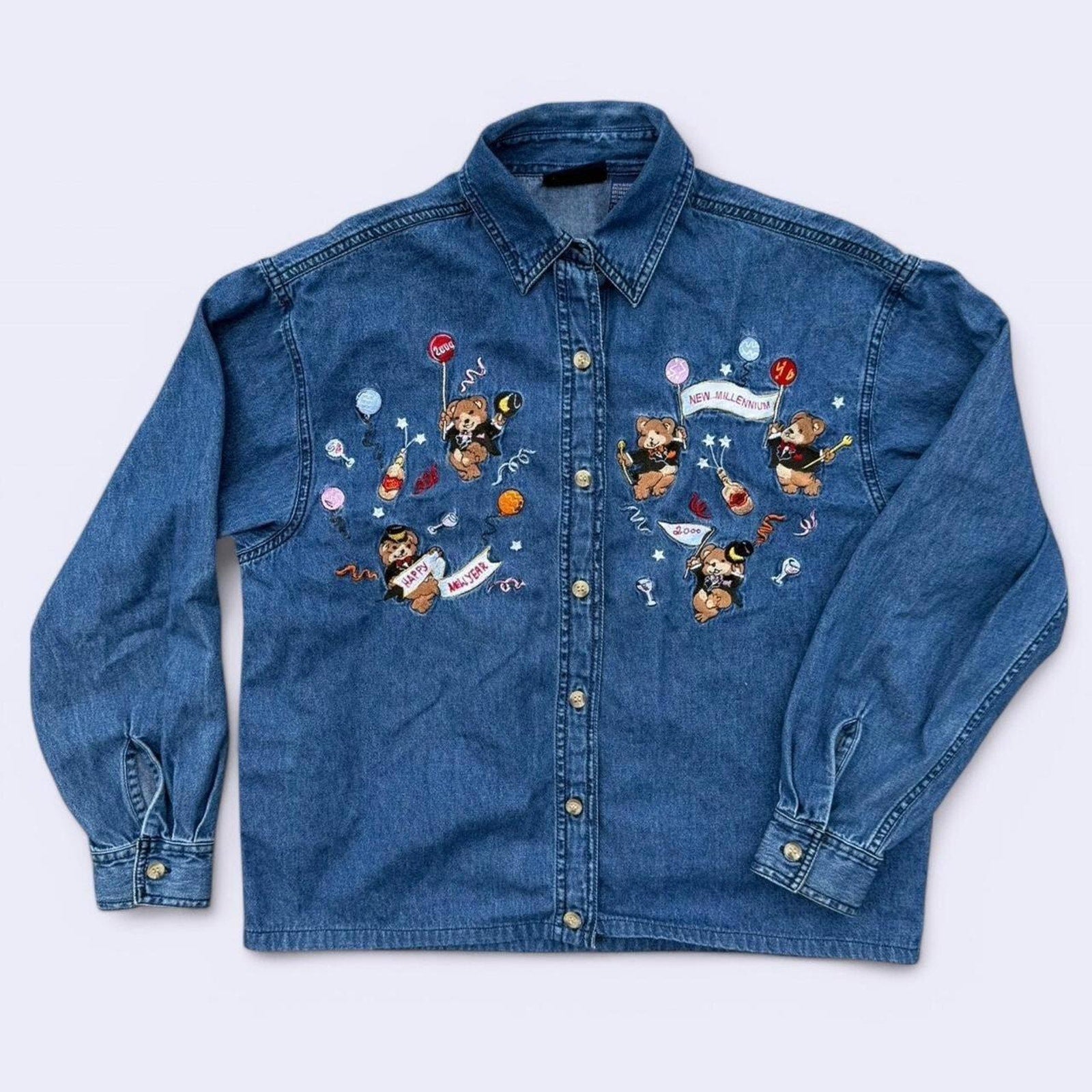 Vintage 2000 Happy New Year Denim Shirt